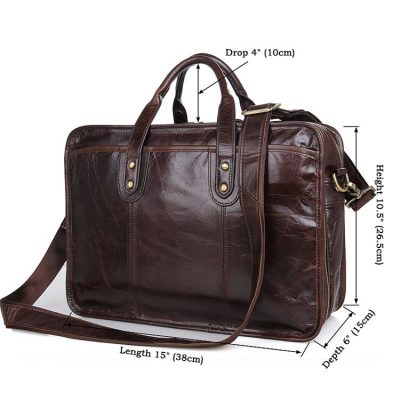 Stylish Leather Briefcase, Leather Laptop Messenger Bag-Size