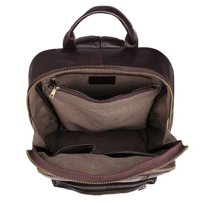 Unisex Leather Backpack, Laptop Backpack-Inside