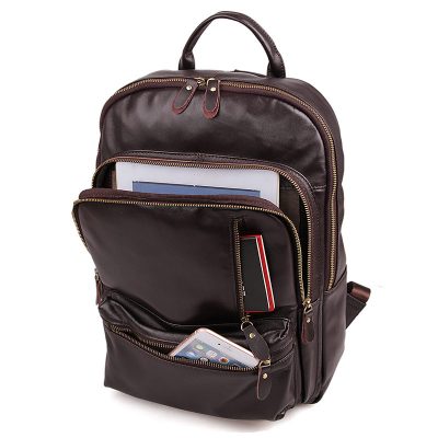 Unisex Leather Backpack, Laptop Backpack-Pockets