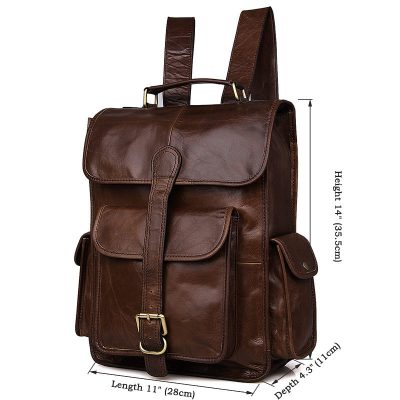 Unisex Vintage Leather Backpack Laptop School College Bookback-Size