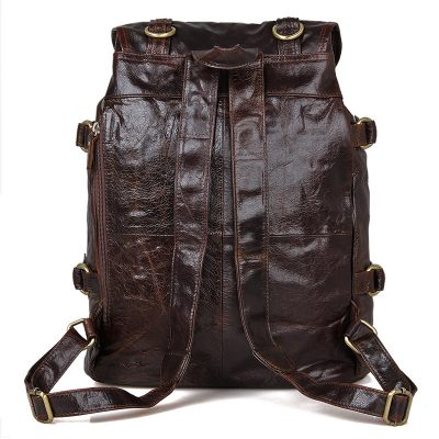 Vintage Leather Travel Backpack For Men-Back