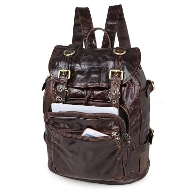 Vintage Leather Travel Backpack For Men-Pocket