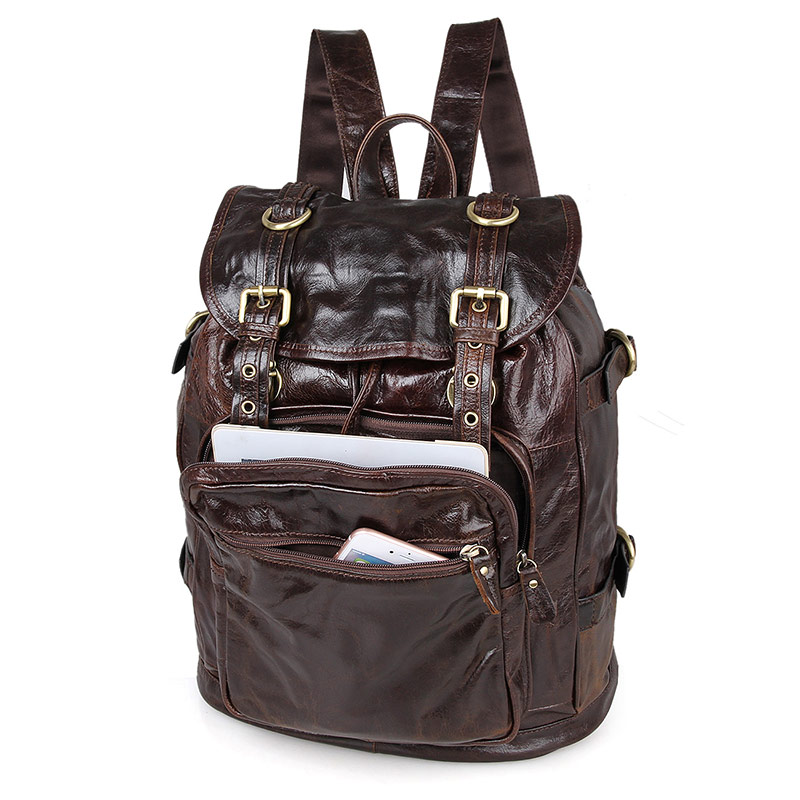 Vintage Leather Travel Backpack For Men