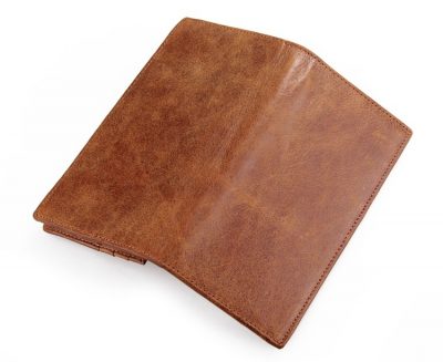 Brown Fashion Genuine Leather Long Wallet-Back