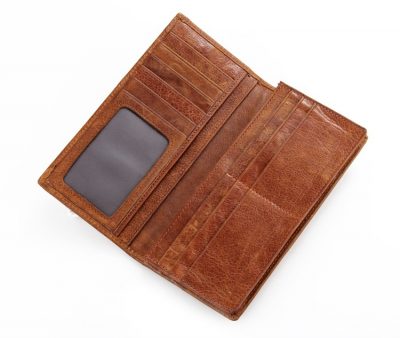 Brown Fashion Genuine Leather Long Wallet-Inside