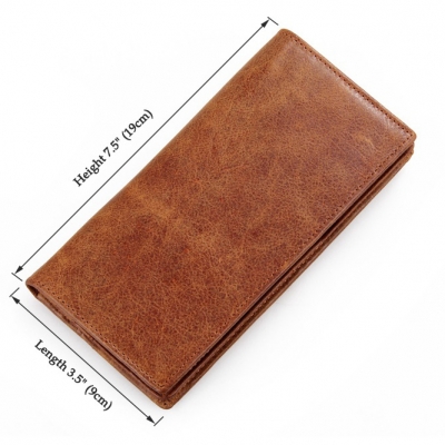 Brown Fashion Genuine Leather Long Wallet-Size