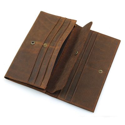 Crazy Horse Leather Wallet, Cowhide Wallet for Men-Inside