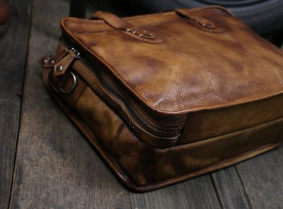 Handmade Vintage Leather Briefcase Messenger Bag for Men-Bottom