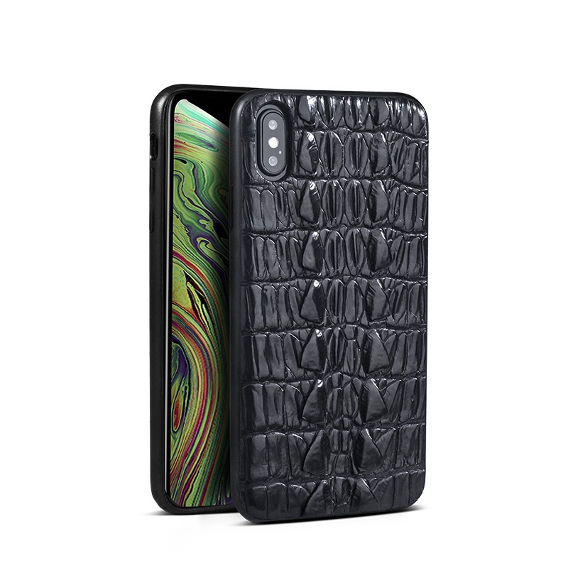 Crocodile and Alligator Leather iPhone XS Max, XS Case-Tail Skin-Black