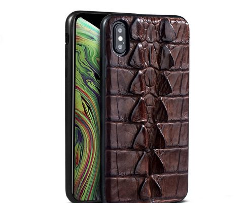 Crocodile and Alligator Leather iPhone XS Max, XS Case-Tail Skin-Brown