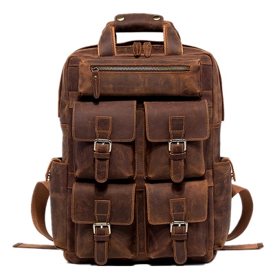 VANGOSEDUN Fashion Outdoor Leather Backpack