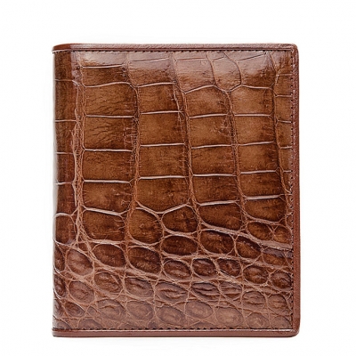 Crocodile Leather Wallet-Brown