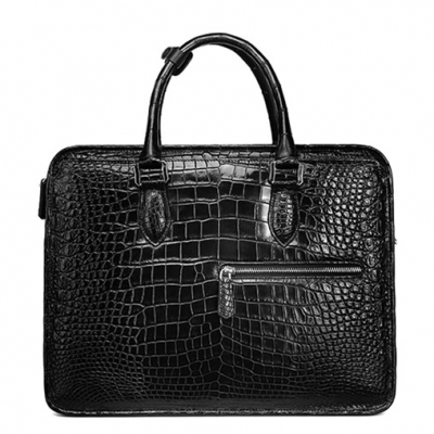 Genuine Alligator Leather Briefcase Laptop Bag Shoulder Bag-Black