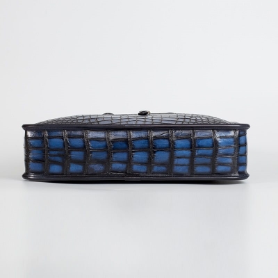 Genuine Alligator Leather Briefcase Laptop Bag Shoulder Bag-Blue-Bottom